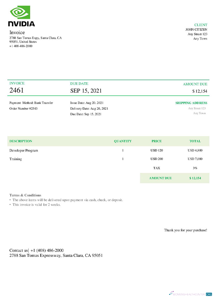 Download USA Nvidia invoice Photoshop template